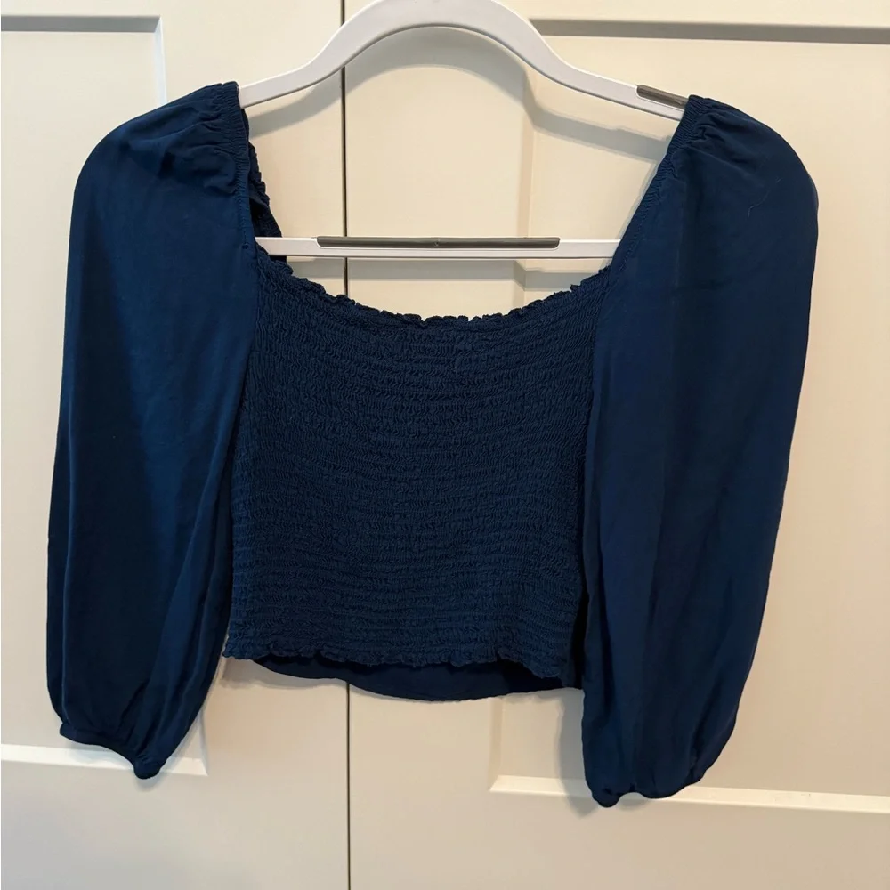 Urban Outfitters Navy Long Sleeve Crop Top - Picture 3 of 3